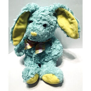 Homerbest Easter Bunny Plush Rabbit Ruffled Fur Green 13" Yellow corduroy ears